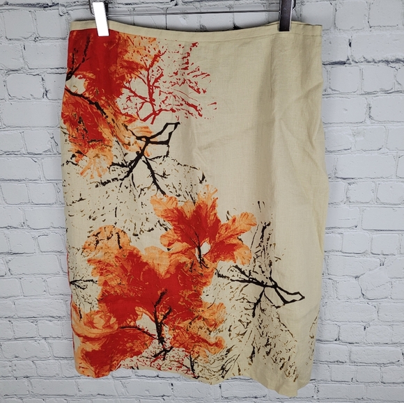 NYGARD | 100% linen foliage tree design fully lined skirt - Picture 1 of 6